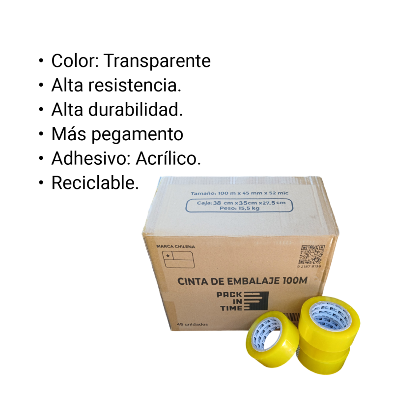 Caja de Cinta de Embalaje 100m x 48 unidades - Imagen 2